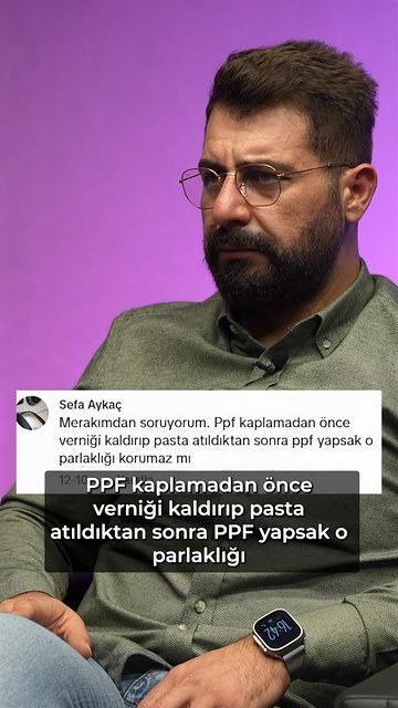 Verniği sökülüp pasta atılmış bir araca PPF yapılınca parlaklığın korunup korunmayacağını soran izleyiciye Lokman İn Soru mu Show mu'da cevap veriyor.