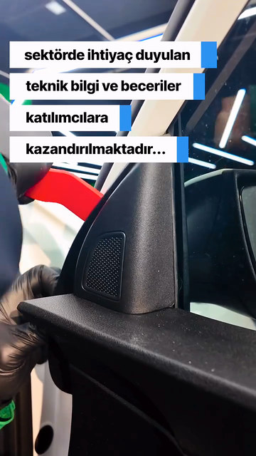 Trim söküm ve takma eğitiminde kapı döşemesi, iç döşeme, tavan döşemesi, stop ve tamponu hasarsız söküp doğru ekipmanla yeniden takıyoruz.
